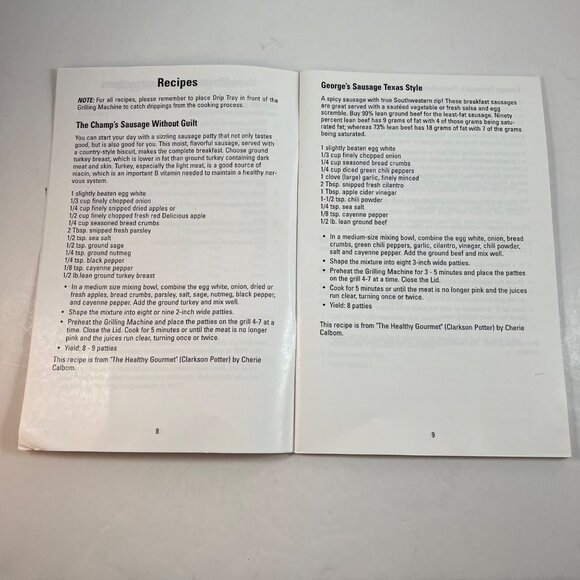 George Foreman Lean Mean Fat Grilling Machine Owners Manual Model GR35 - Picture 7 of 8